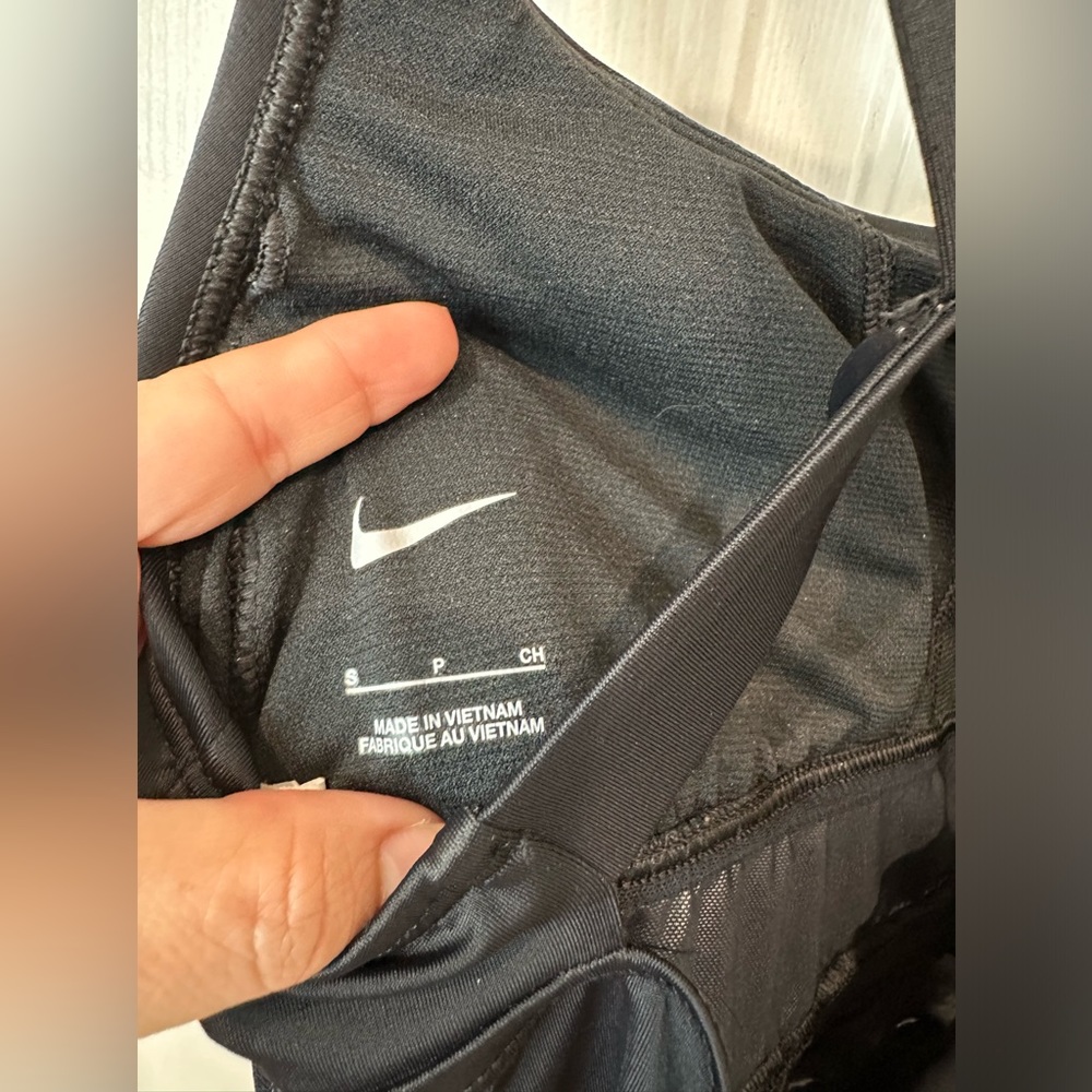 Like New Nike Sport Tank w Built in Bra Size Small. Black w Sheer Front Sections - Picture 2 of 13
